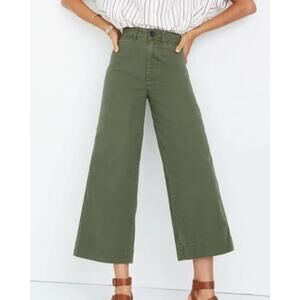 Madewell Emmett Wide Leg Crop Pants Green Womens 25 / 0 Retro Boho Chic Carefree